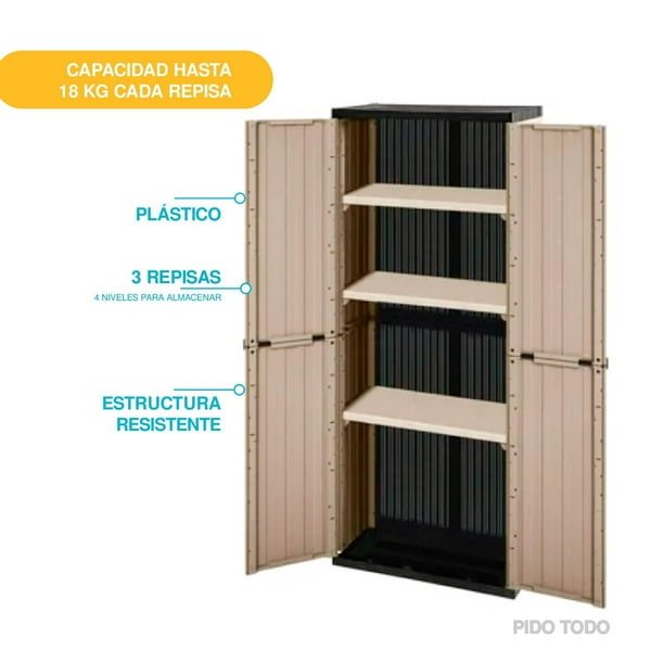 Armario Plastico Closet Bodega Contenedor Exterior Interior negro 6.49 pulg  Pido Todo AG01BK