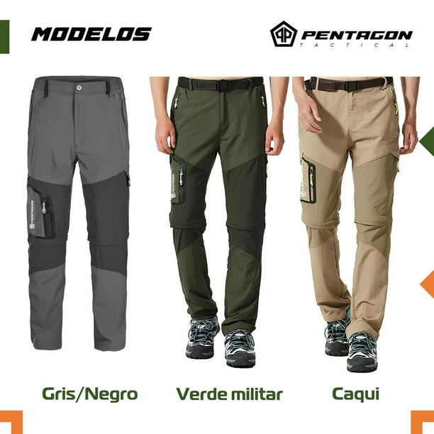 Pantalon Trekking Outdoor Pentagon Desmontable Secado Rápido gris M-L  Pentagon