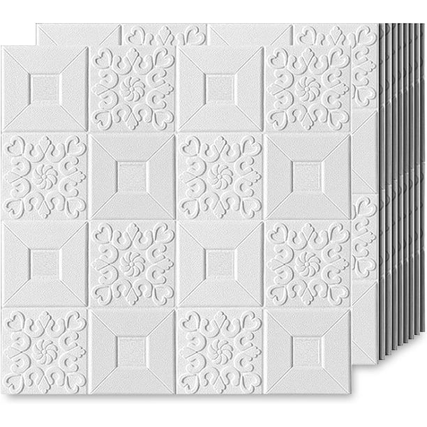 10 PCS 3D Pegatinas de pared Ladrillo Autoadhesivo Blanco 70 x 70 cm  Paneles de espuma PE impermeables modernos Papel tapiz autoadhesivo para  sala de estar Cocina Hogar Dormitorio TV Mural Decoración