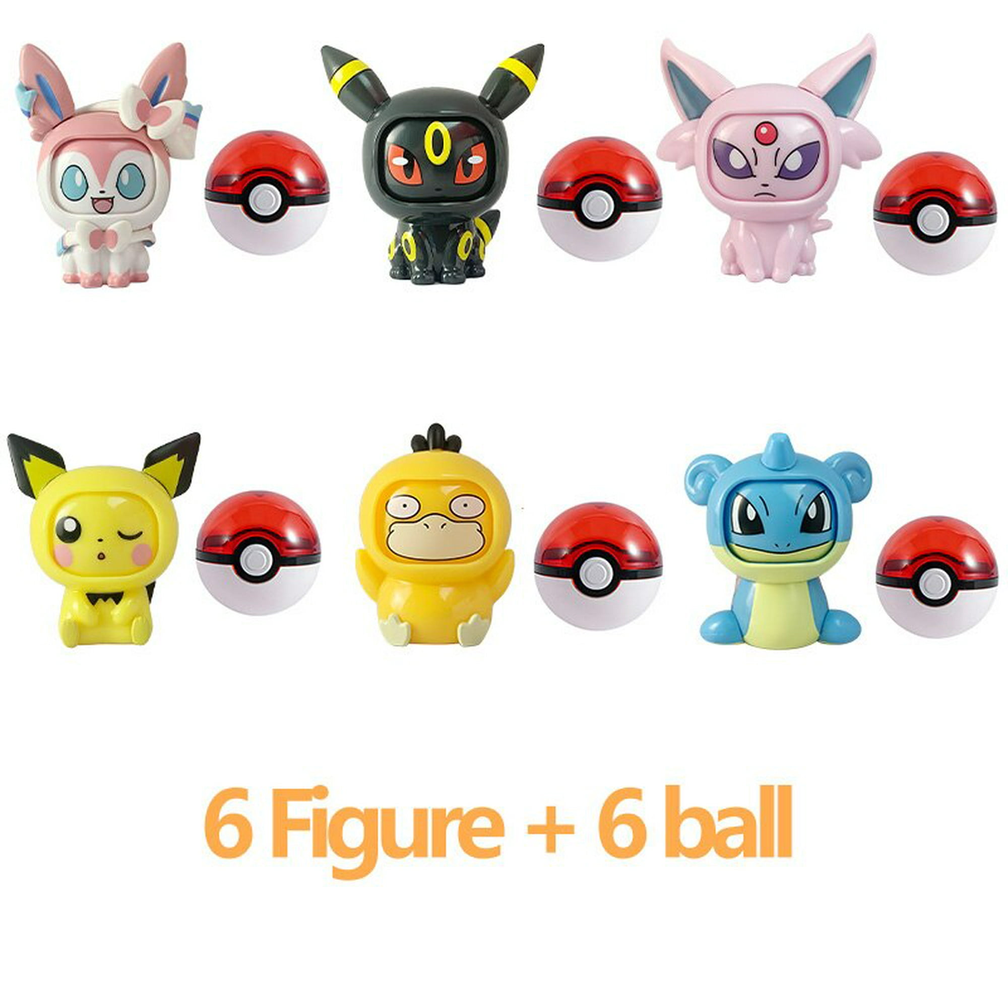 Pokemon Figuras de Accion, Picachu, Bulbasaur, Pokeball, Juguete que cambia  la cara para Niños y Niñas