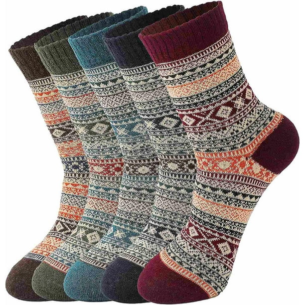 5 pares de calcetines de lana para mujer - Calcetines cálidos de
