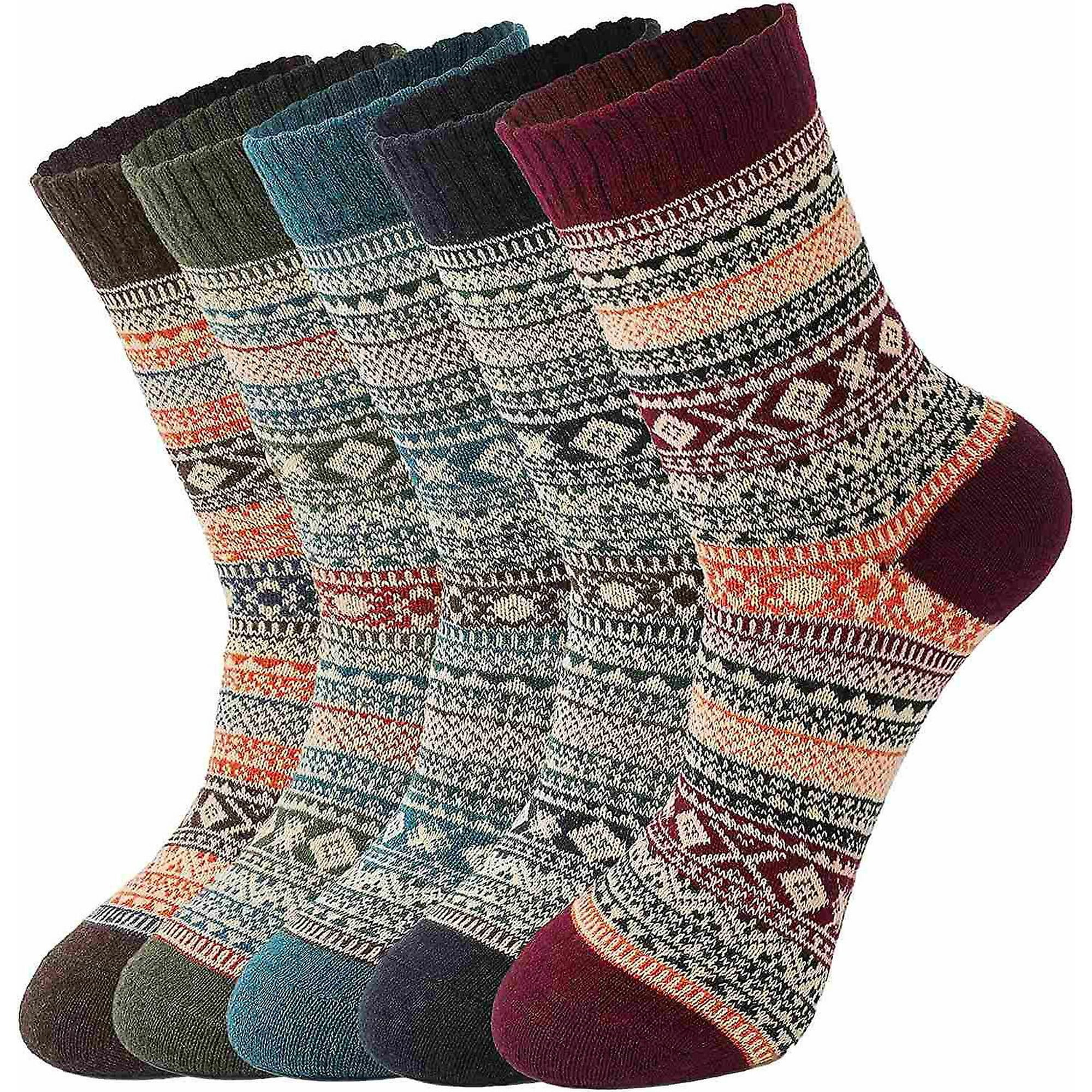 5 pares de calcetines de lana para mujer - Calcetines cálidos de lana para  invierno Calcetines gruesos de punto Calcetines de senderismo, cálidos y  suaves JAMW Sencillez