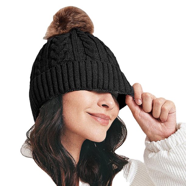 Gorro de lana para mujer, color sólido, para otoño, invierno, color sólido,  suave, cálido, gorro de punto