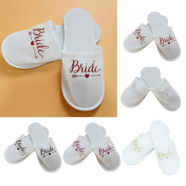 PANTUFLEX - Paquete de pantuflas peluche para Novia y Damas ¨I Do¨ / ¨I do  Crew¨ - Pantuflas de suela VINIL antideslizante - Pantuflas suaves de tela  100% poliéster - Pantuflas cómodas