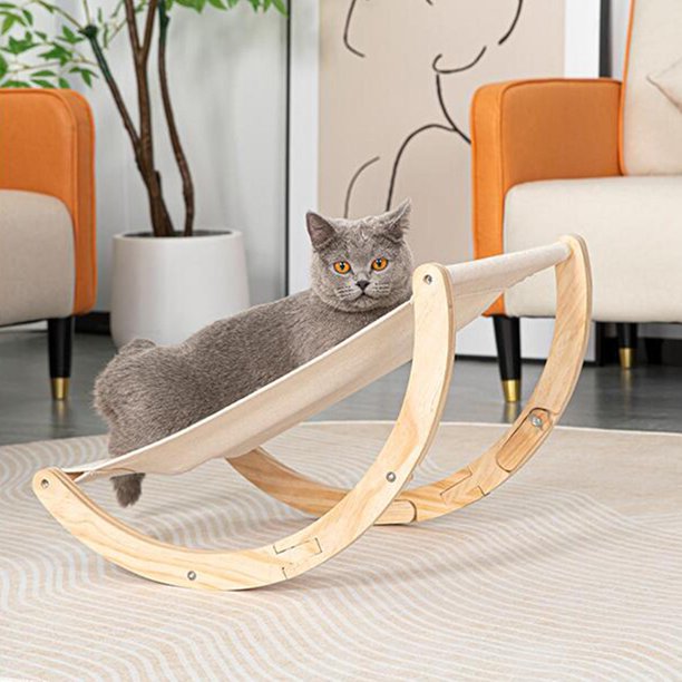 Hamaca para gatos Mecedora para gatos Durable de madera Camas para