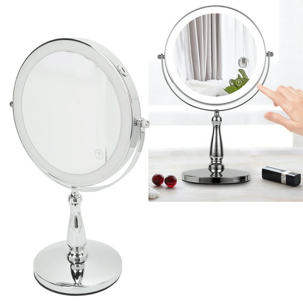 LangRay Espejo de maquillaje con luz LED, montado en la pared 1x/3x, espejo  de maquillaje con aumento de doble cara, giratorio de 360°, plegable, espejo  de afeitar, metal cromado para baño, estudio
