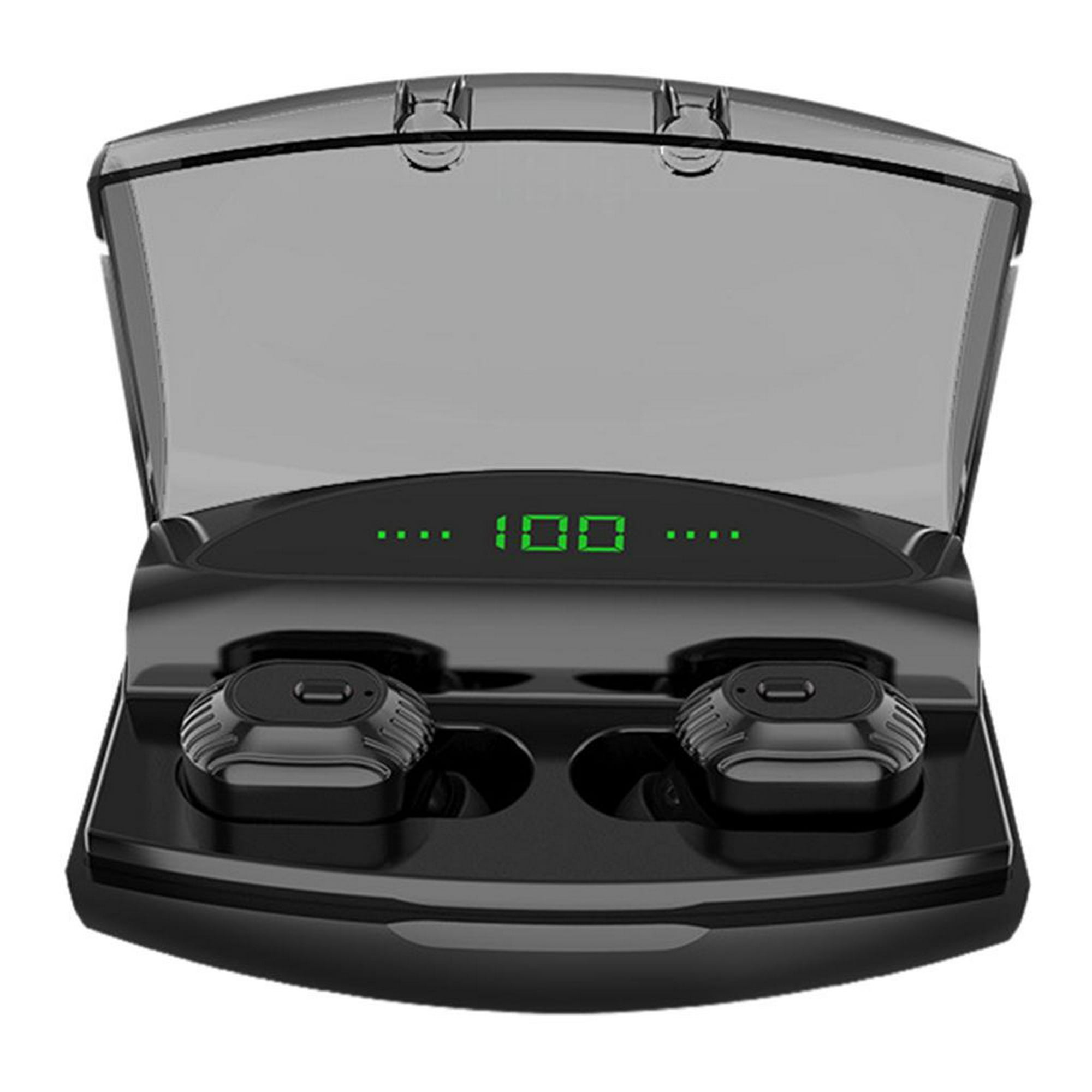 Auriculares inalámbricos Bluetooth con estuche de carga inalámbrica IPX4  impermeable estéreo intrauditivos para deporte, color negro