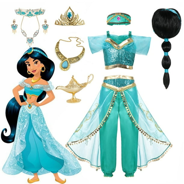 Cosplay para niños adultos Aladdin Jasmine Princess Party Disfraz