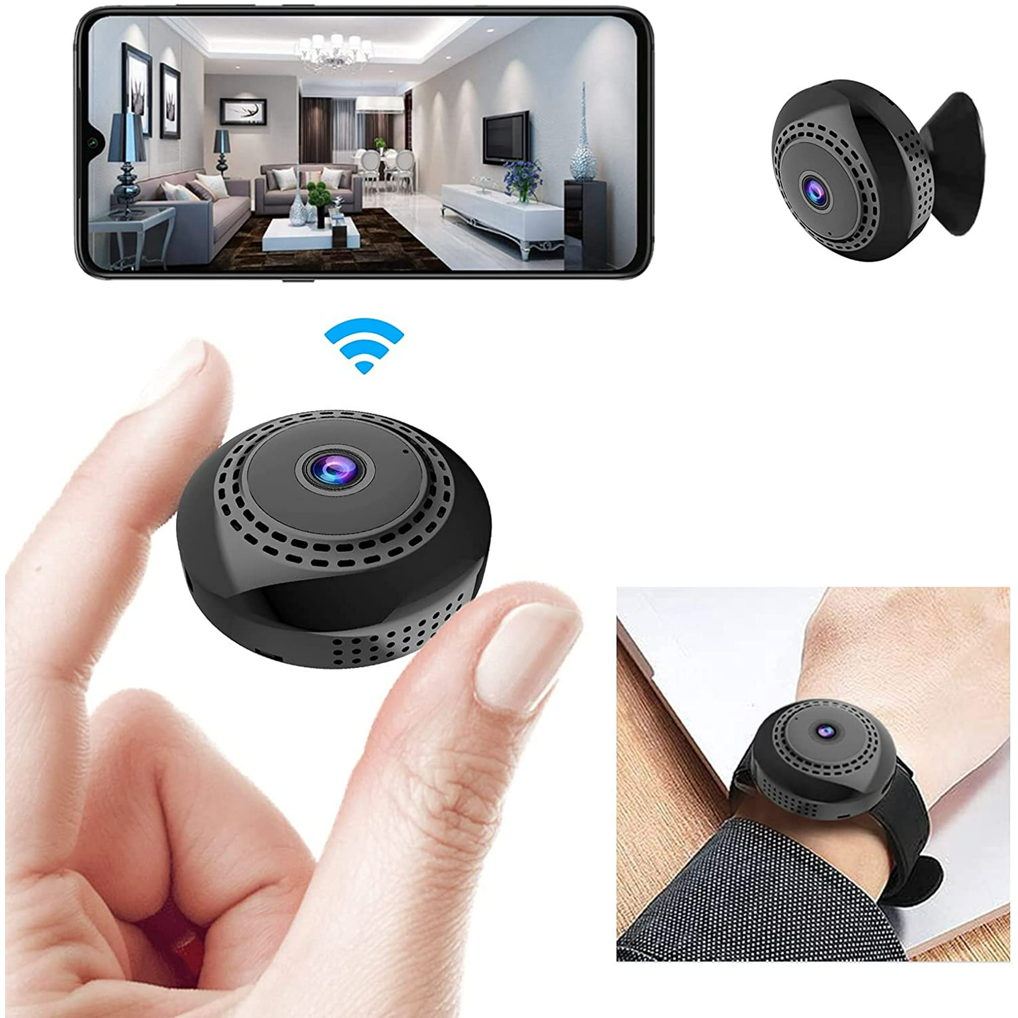 Mini cámara espía WiFi cámara oculta con audio Live Feed Cámara  de vigilancia de seguridad para el hogar 1080P Cámara oculta niñera  inalámbrica con aplicación de teléfono celular Visión nocturna Detección