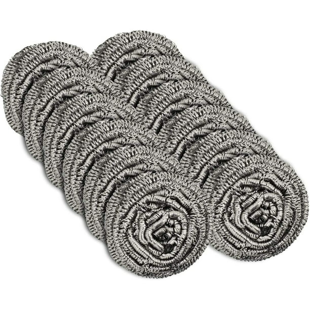 Estropajo de lana de acero inoxidable – Juego de 2 – Esponja de metal con  mango – Estropajo de acero