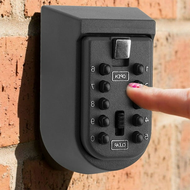 Caja de seguridad portátil para manija de puerta con bloqueo de botón, caja  de seguridad para llaves, caja de almacenamiento al aire libre con
