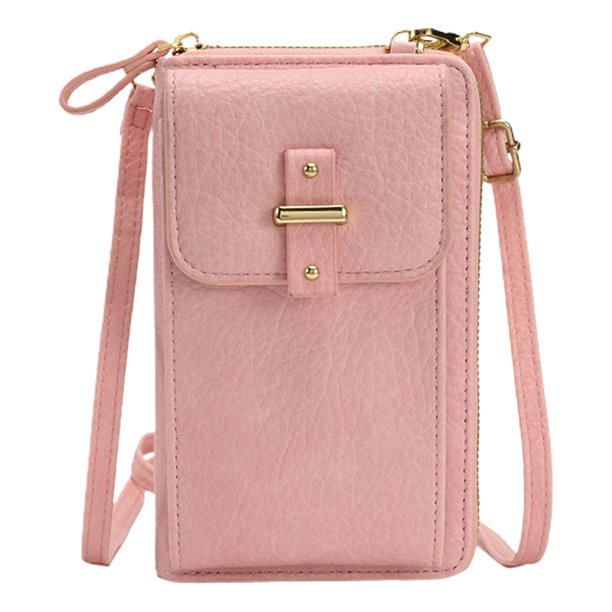 Bolso bandolera pequeño para teléfono celular, cartera para mujer rosa