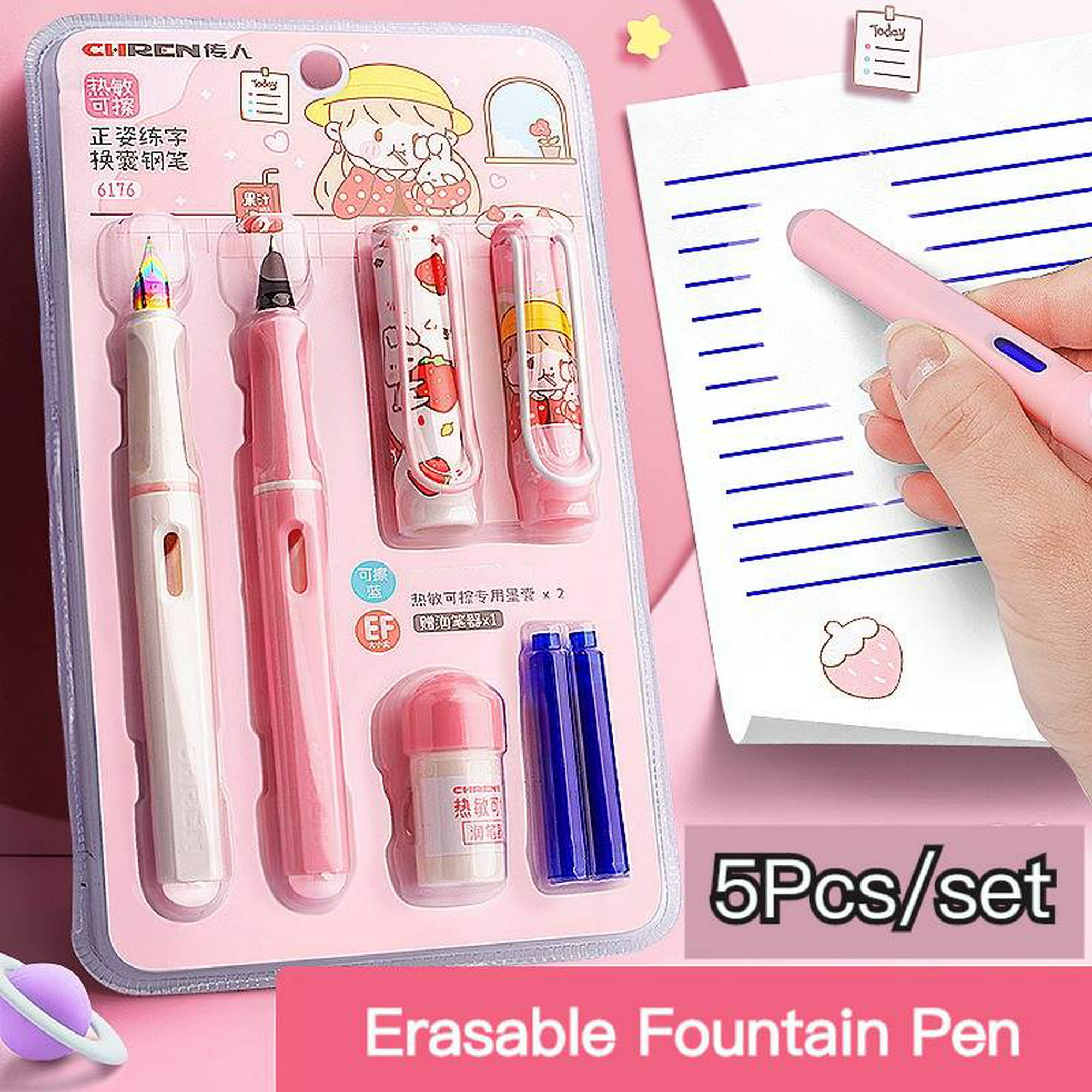  Sherr Juego de 288 piezas de papelería kawaii, incluye bonitos  bolígrafos retráctiles de tinta de gel de 0.020 in, notas adhesivas de  fruta de durazno, calcomanías Kawaii de melocotón, clips rosados