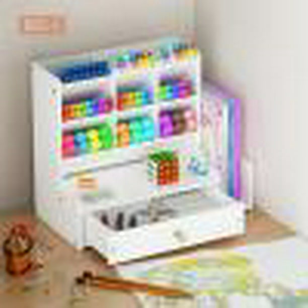 Cajón organizador de escritorio de plástico para suministros de oficina,  pequeño soporte de almacenamiento de lápices para accesorios escolares en