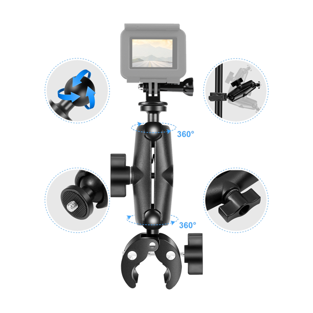 Soporte Tubular Gopro Para Bicicleta Y Moto 360 Ne