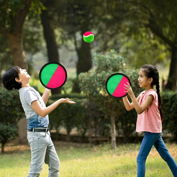 Juego de juguetes para niños al aire libre, juego de pelota para lanzar y  atrapar, juegos de patio exterior para niños con 6 paletas, juego de paleta  de 3 pelotas, juegos de