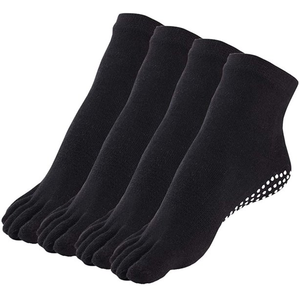 4 pares de calcetines de yoga antideslizantes para pilates, calcetines con  agarre de barra con dedos de los pies de algodón para mujeres y hombres  Zhivalor CZYD-ZC130-2