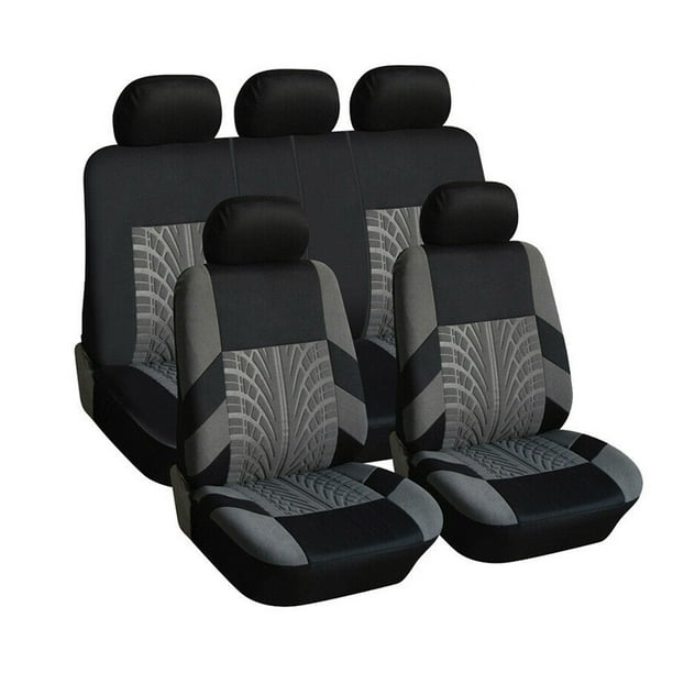 Juego completo fundas de asiento de coche de piel sintética con malla  ventilada de ajuste universal, compatible con bolsa de aire y con 3  cremalleras