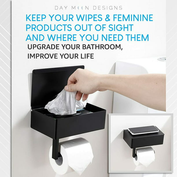 Soporte de papel higiénico con estante dispensador de toallitas húmedas y  almacenamiento de baño - O Kuyhfg Sin marca
