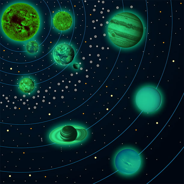 Pegatinas Luminosas 9 Piezas Planetas Estrellas Luminosas Sistema