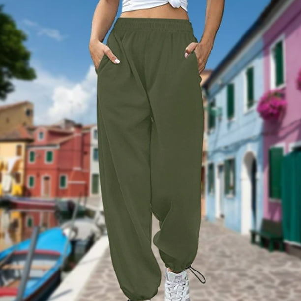  Pantalones de mujer con bolsillo con solapa y cordón en la  cintura, pantalones cargo de invierno para mujer (color verde militar,  talla: M) : Ropa, Zapatos y Joyería