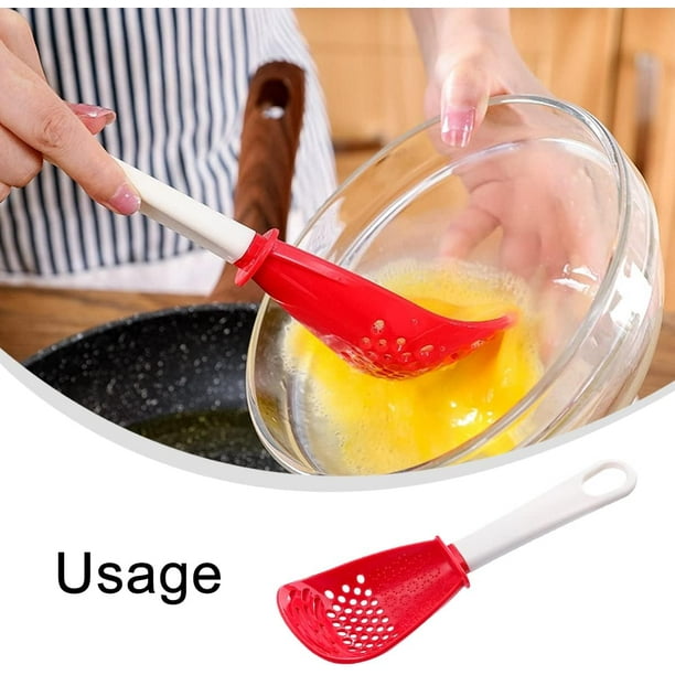 1 cuchara de cocina multifuncional, espumadera, filtro, drenaje, cuchara de  cocina, espumadera de silicona, espumadera para separador de huevos