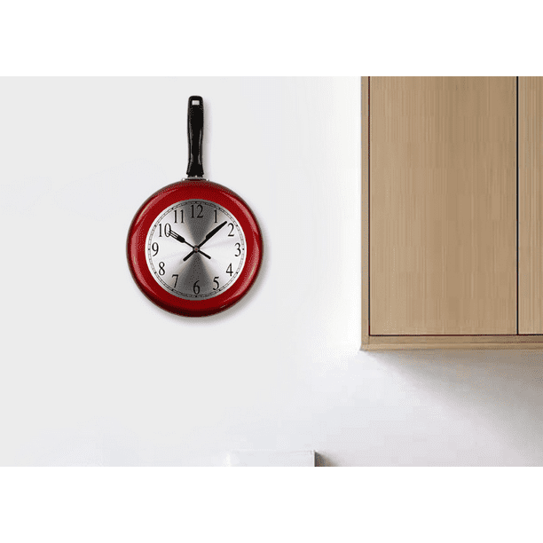 1 Unidades reloj de pared reloj de pared sartén sartén relojes cocina reloj  de pared metal sartén reloj colgante único reloj de pared reloj digital