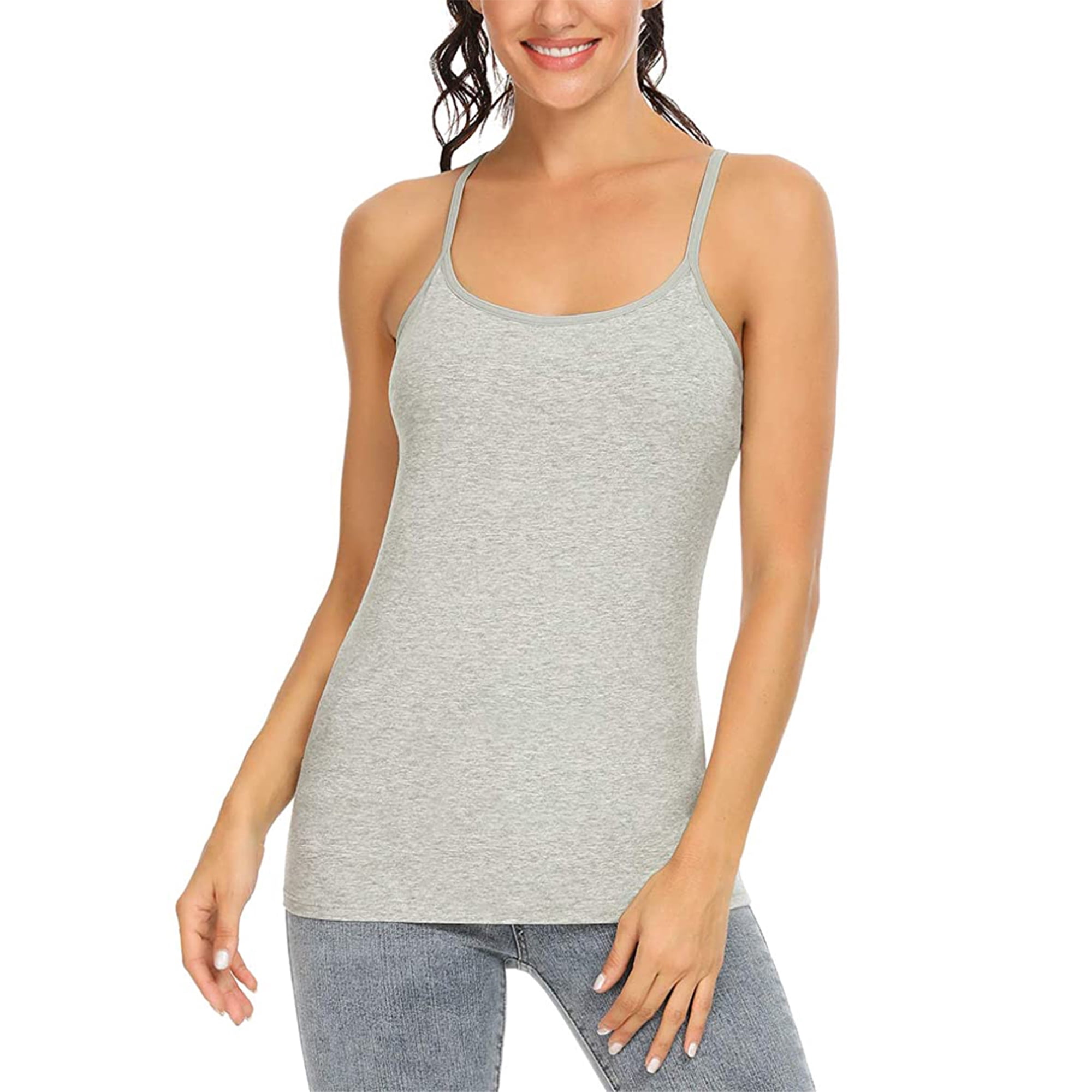 Paquete de 3 camisetas de tirantes suaves para mujer con tirantes delgados  ajustables