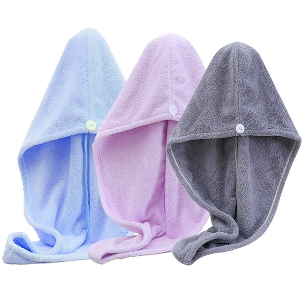 Paquete de 3 toallas absorbentes de microfibra para el cabello, turbante  para el cabello de secado rápido suave, toallas para envolver el cabello  sin encrespamiento Vhermosa CPB-US-DYP1495-4