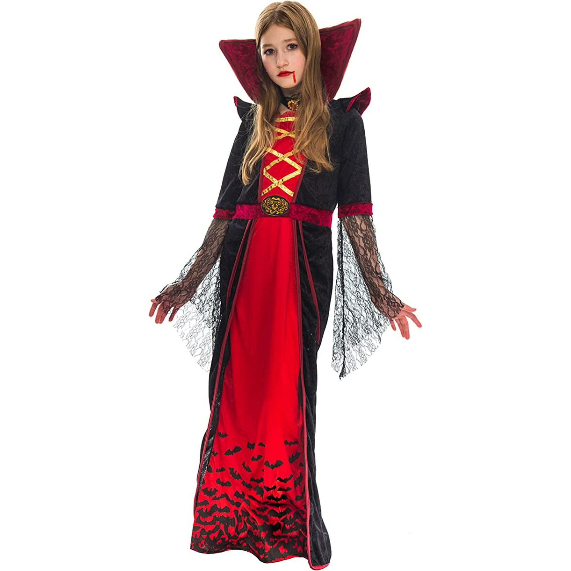 Disfraz de vampiro real para niñas, conjunto de lujo, fiesta de