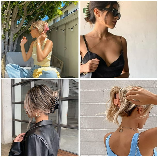 Pinzas cuadradas para el cabello para mujer, pequeñas pinzas de plástico  mate para el cabello fino, pinzas antideslizantes para el cabello para  niñas