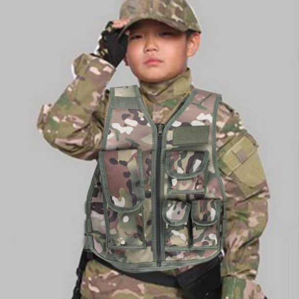 Chaleco de camuflaje militar para niños, para juegos al aire libre,  chalecos tácticos, equipo de cuerpo protector (camuflaje adulto)