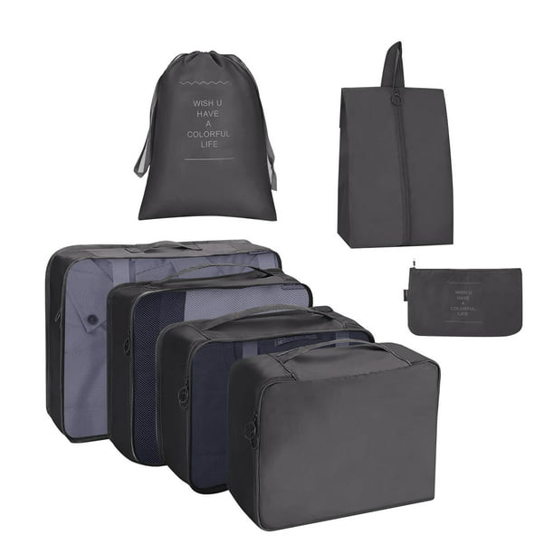 6x Equipaje portátil Maleta Organizador Bolsas de malla de almacenamiento  Cubos de embalaje de compresión expandible para almacenar ropa Acampar al ,  GRIS perfecl Organizador de equipaje de viaje