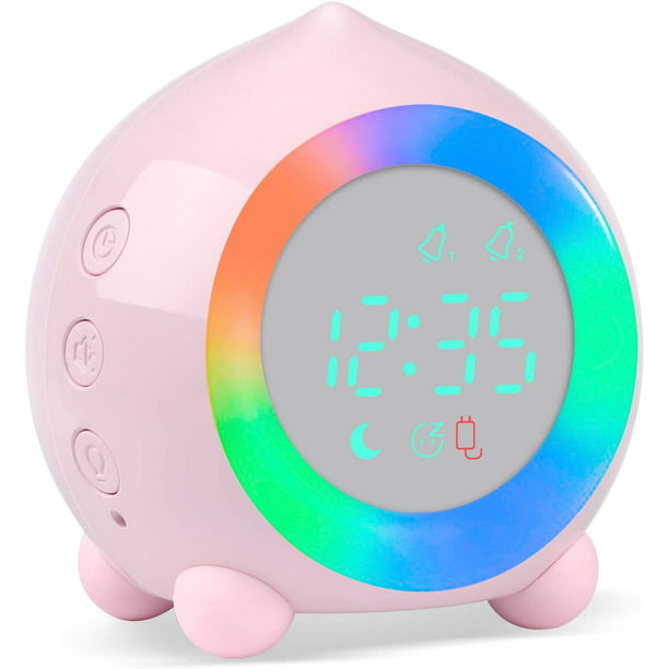 Plumeet Reloj despertador digital para niños con repetición y luz nocturna  blanca, reloj despertador de viaje de fácil configuración, hora, fecha