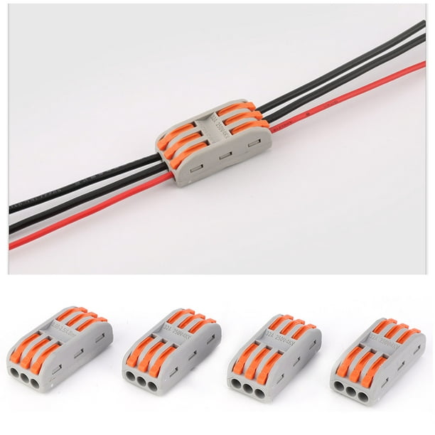 10 conectores de cableado rápido, 3 en 3 salidas terminales de acoplamiento  de cables eléctricos compactos de 3 puertos (colorido)