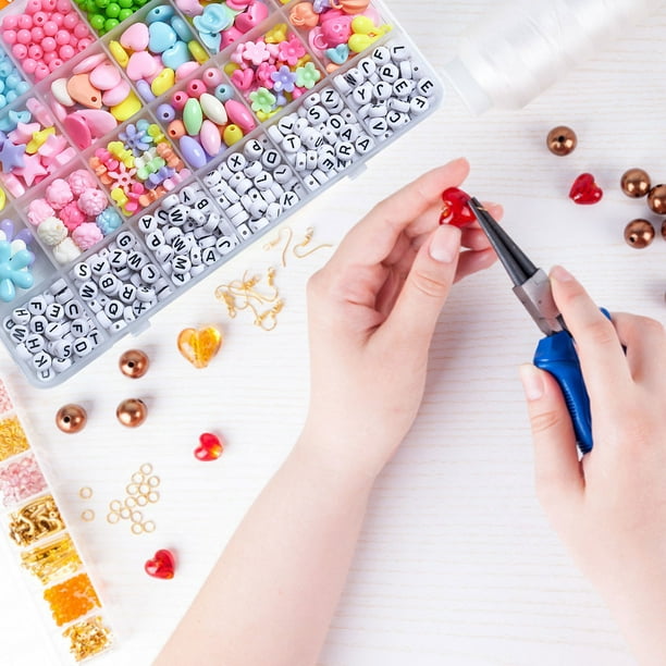 Juego de cuentas para hacer pulseras, cuentas de vidrio mezcladas de  colores, juego de joyería DIY ( Likrtyny juguetes de los niños