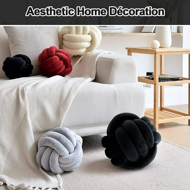 Geetery 2 almohadas de nudo de 13.8 pulgadas, suaves almohadas decorativas  para el hogar, lindas almohadas redondas estéticas para el sofá, cojín de
