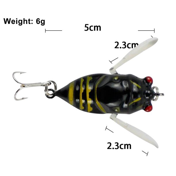 Anzuelo de cebo biónico de plástico, 5 cm, 6 g, Wobbler Cicada, señuelo de  pesca duro (negro) Likrtyny Para Estrenar