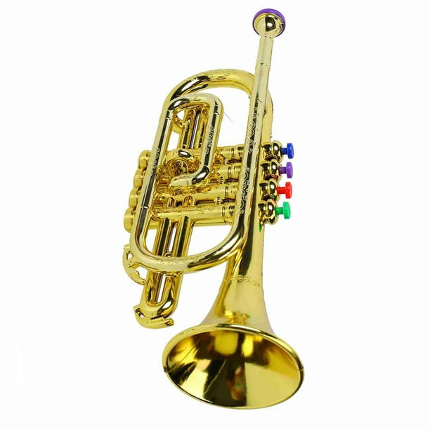 Juguete de trompeta para niños plástico 4 llaves de colores