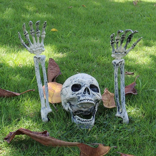 Cráneo De Simulación 3 uds. Halloween Hand Bone ornamento Horror realista  cráneo cabeza para exterio Likrtyny Libre de BPA