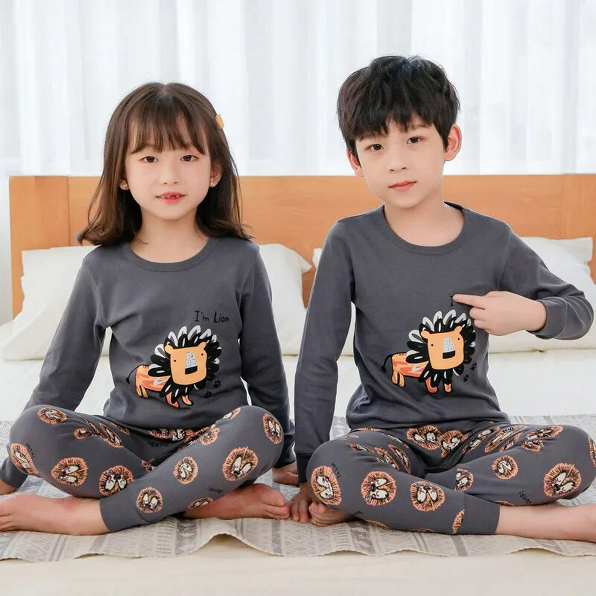 Conjunto de pijamas de invierno para niños y niñas, ropa de dormir de  algodón con animales, para el hogar, de 4, 6, 8, 10 y 12 años