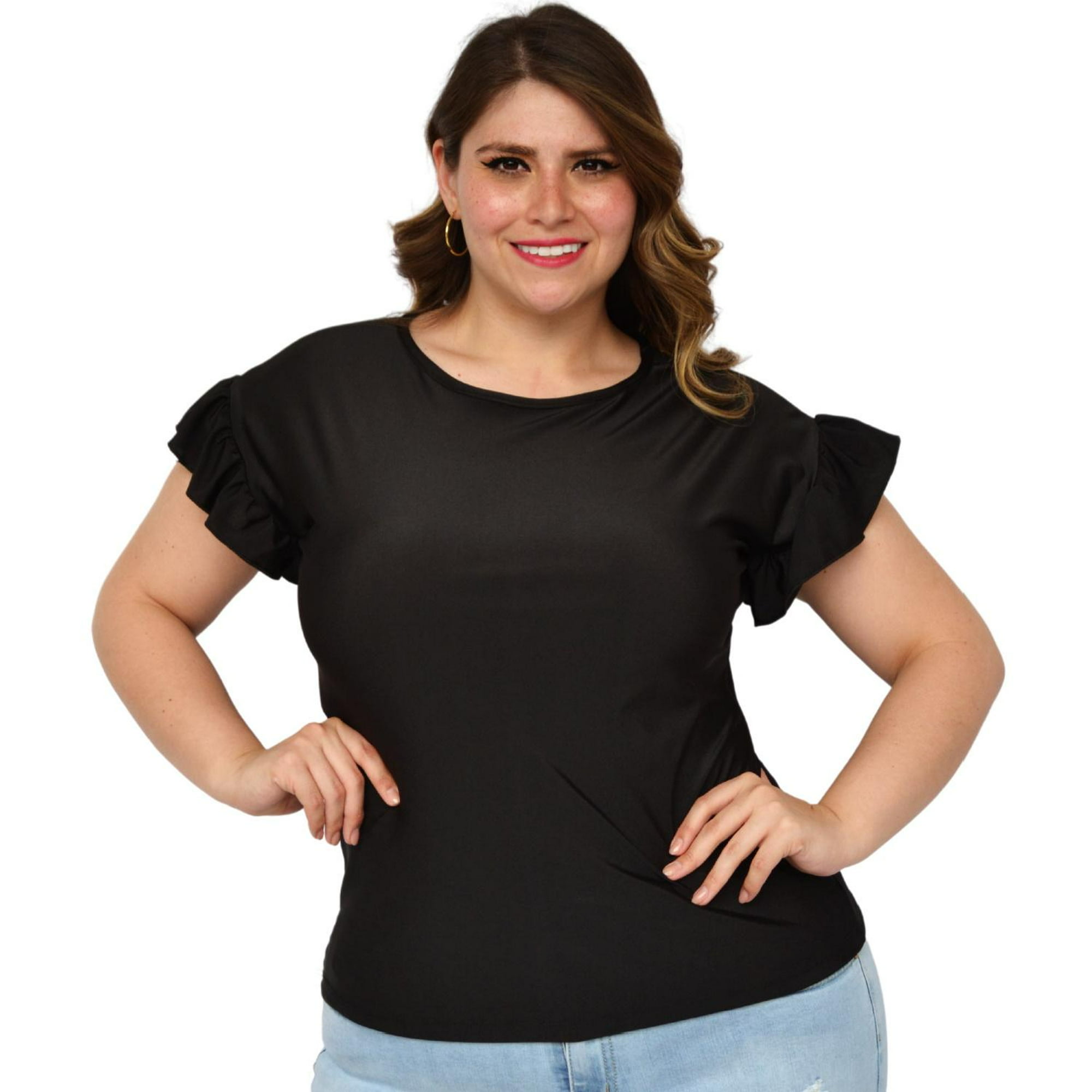 Blusa satinada talla extra, modelo 1777 (Negro) negro 42 roman fashion blusa extra 1777