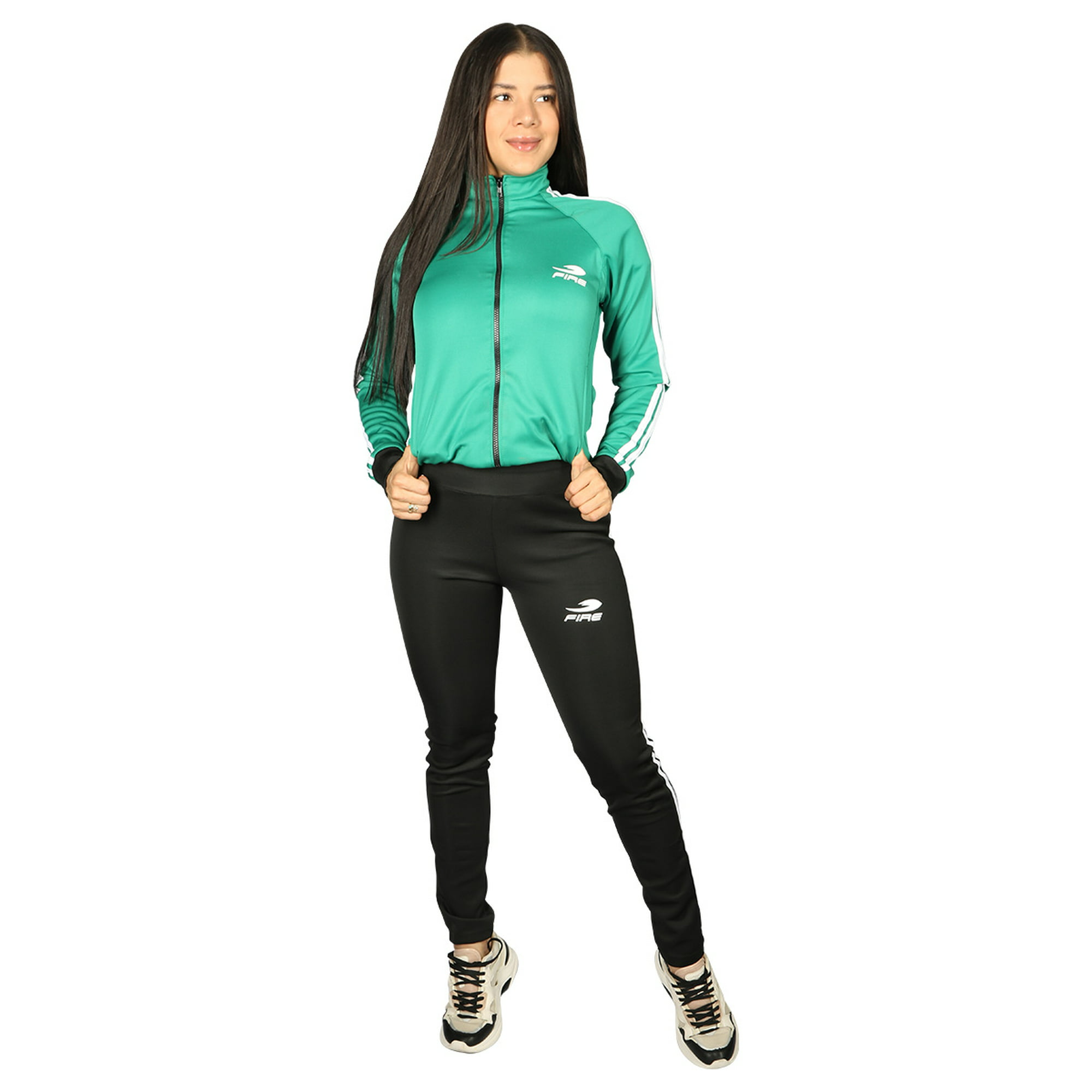 Conjunto Deportivo Dama Mujer Verde Negro Chico Fire Sports Conjunto  deportivo/Pants/ Verde