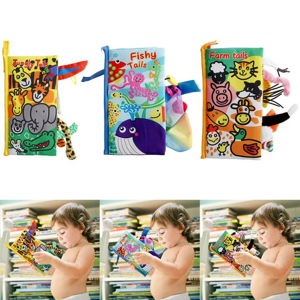 Libro para bebés Libro arrugado con sonido susurrante Mordedor Viaje Coche  Juguete 0-6 meses 3 piezas Zulema libros para niños juguetes de aprendizaje