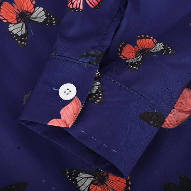 Tops para mujer Camisas Blusas Elegantes Camisas casuales de manga larga  Moda Solapa Top Blusa suelta con estampado de botones Odeerbi ODB-5