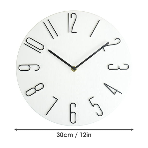 Reloj de pared silencioso con números redondo, diseño clásico