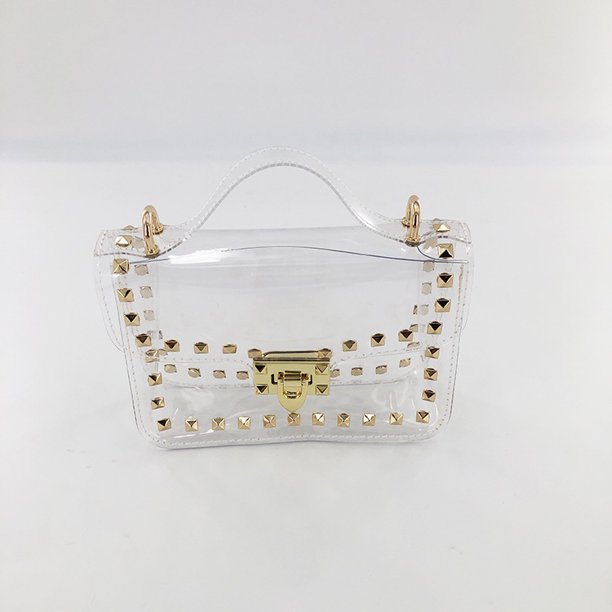 Bolsa Bolso transparente de PVC para mujer, bandolera transparente, bolso  de mano (dorado) JShteea Para Estrenar