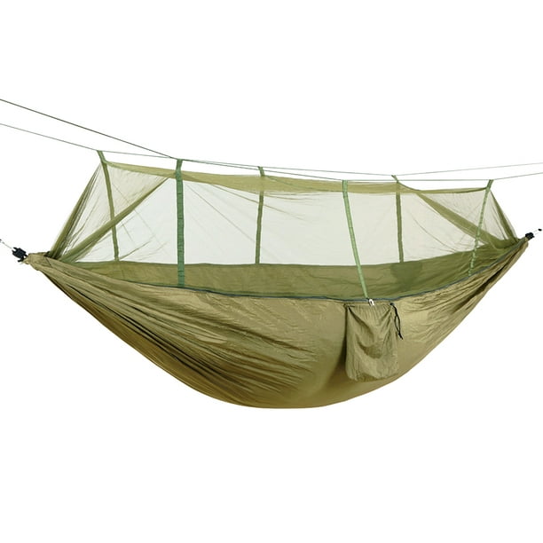 cjc Hamaca de camping de alta calidad, tela de paracaídas ligera, cama de  viaje, mosquitera, hamaca al aire libre para interiores, camping