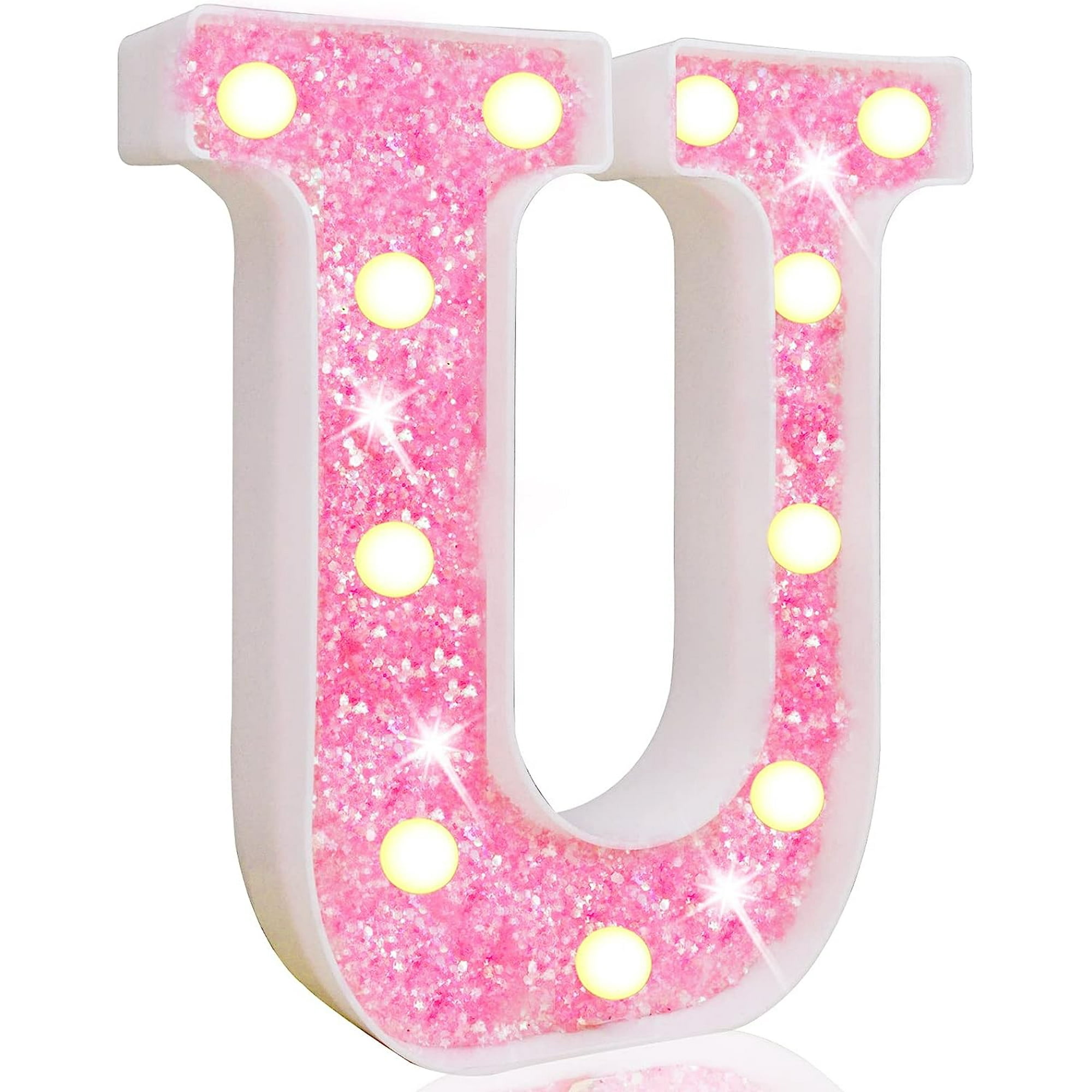 Pooqla - Letras con luces LED de marquesina, letras del alfabeto iluminadas  para decoración del hogar, fiesta, boda, E