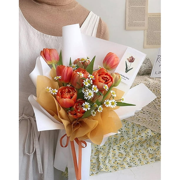  FWSA WRAPS Papel de regalo floral para ramos de flores Papel  coreano impermeable para flores Embalaje de regalo (Color 13) : Salud y  Hogar